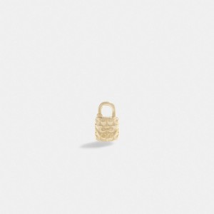 Coach 14 K Quilted Signature Padlock Single Stud Oorbellen Dames Goud | NL_CH28961