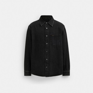 Coach Black Denim Shirt In Organic Cotton T-shirts Heren Zwart | NL_CH47874