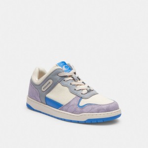 Coach C201 Low Top In Signature Canvas Chalk Sneakers Dames Paars | NL_CH51833