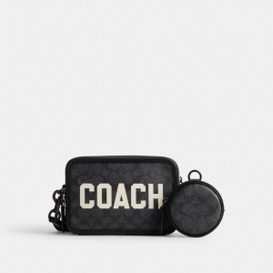 Coach Charter In Signature Canvas With Graphic Crossbodytassen Heren Zwart | NL_CH34209