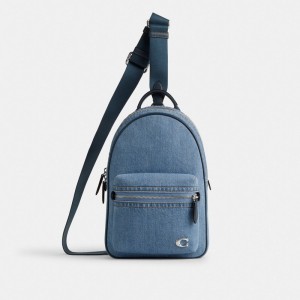 Coach Charter Pack Indigo Denim Crossbodytassen Heren Indigo Blauw | NL_CH31525