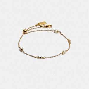 Coach Classic Crystal Pearl Slider Armbanden Dames Goud | NL_CH20963