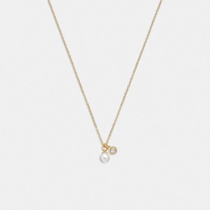 Coach Classic Pearl Pendant Ketting Dames Goud | NL_CH13058