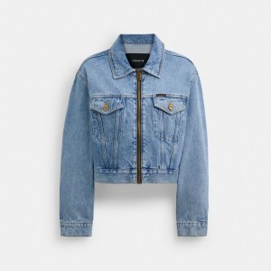 Coach Denim Crop In Organic Cotton Jassen Dames Blauw | NL_CH19842