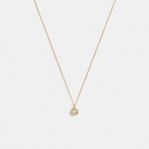 Coach Halo Round Pendant Ketting Dames Goud | NL_CH11185