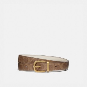 Coach Harness Buckle Reversible Belt 25 Mm Brass Riemen Dames Bruin | NL_CH45730