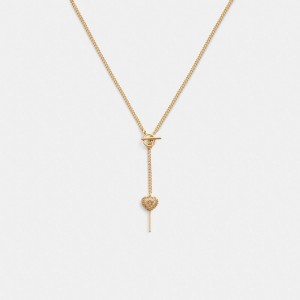 Coach Heart Lollipop Lariat Ketting Dames Goud | NL_CH78845