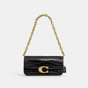 Coach Idol 23 In Alligator Brass Schoudertassen Dames Zwart | NL_CH59837