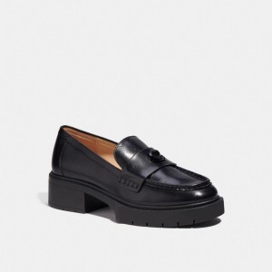 Coach Leah Leather Loafers Dames Zwart | NL_CH49823