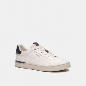 Coach Lowline Low Top In Signature Canvas Chalk Cobalt Sneakers Heren Wit | NL_CH87792