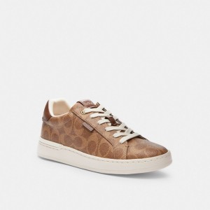 Coach Lowline Luxe Low Top Tan Sneakers Dames Bruin | NL_CH89082