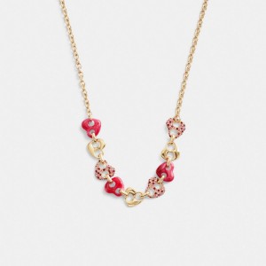 Coach Pavé Hearts Chain Link Ketting Dames Goud | NL_CH82932