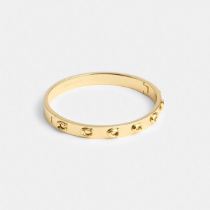 Coach Pegged Signature Hinged Bangle Armbanden Dames Goud | NL_CH44203