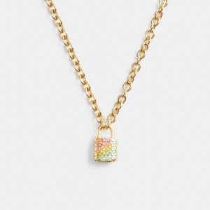 Coach Rainbow Quilted Padlock Chain Ketting Dames Goud | NL_CH10567