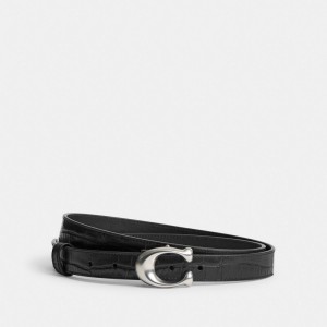 Coach Sculpted Signature Buckle Reversible Belt 25 Mm Riemen Dames Zwart | NL_CH20537