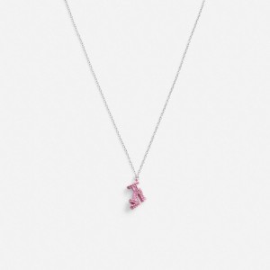 Coach Stiletto Pendant Ketting Dames Zilver Roze | NL_CH98987