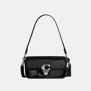 Coach Studiouette With Sequins Calf Leather Crossbodytassen Dames Zwart | NL_CH13785