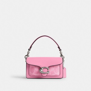 Coach Tabby 12 In Signature Crossbodytassen Dames Zilver Roze | NL_CH85019