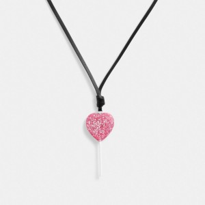 Coach The Lil Nas X Drop Heart Lollipop Ketting Dames Zilver Roze | NL_CH80577