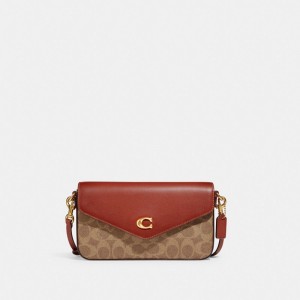 Coach Wyn In Signature Crossbodytassen Dames Bruin Rood | NL_CH80231