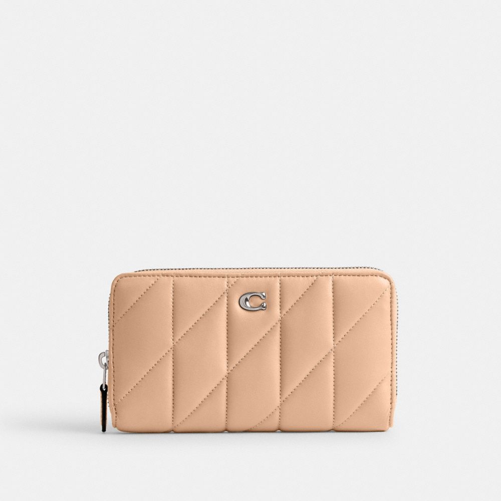 Coach Accordion Zip With Pillow Quilting Nappa Leather Grote Portefeuille Dames Zilver | NL_CH37619