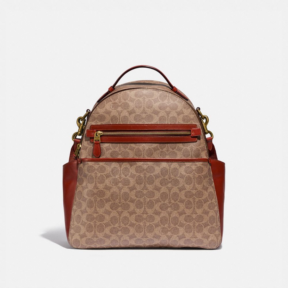 Coach Baby In Signature Canvas Brass Rugzakken Dames Bruin Rood | NL_CH82304