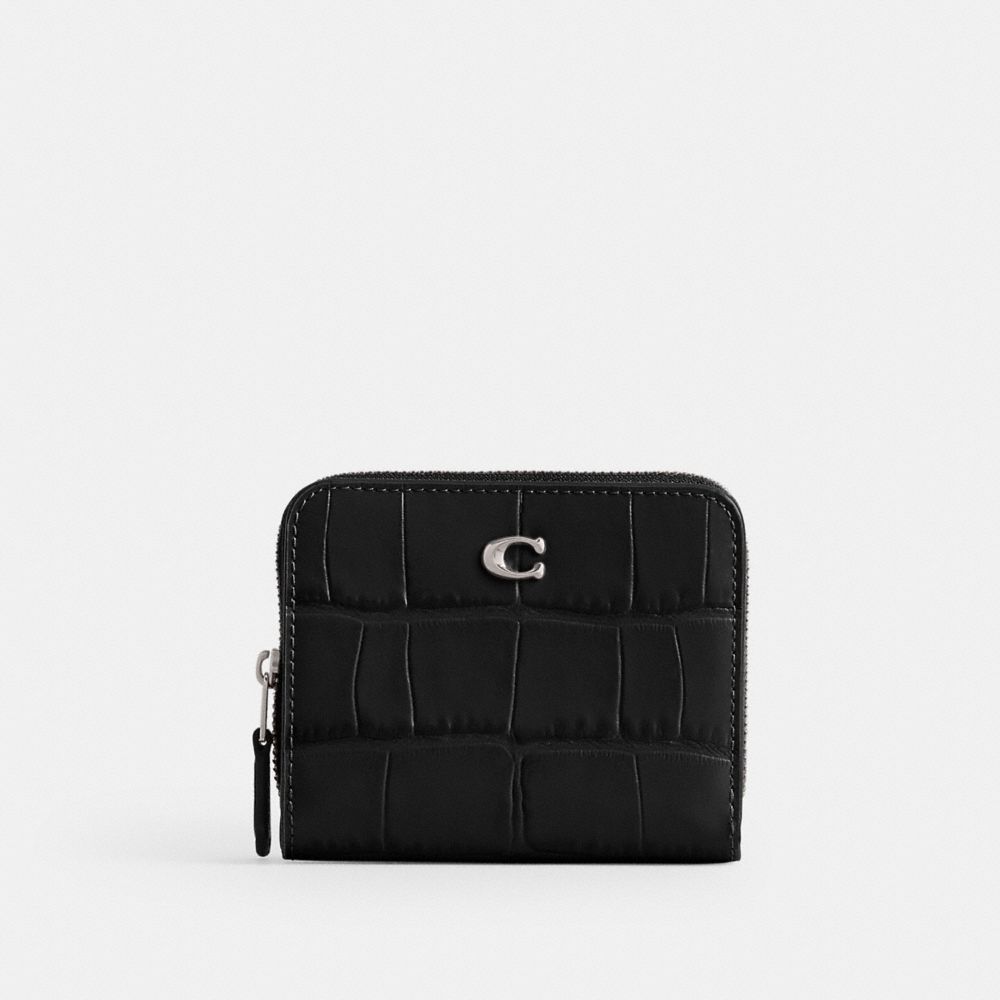 Coach Billfold Croc Embossed Leather Kleine Portefeuille Dames Zwart | NL_CH17792