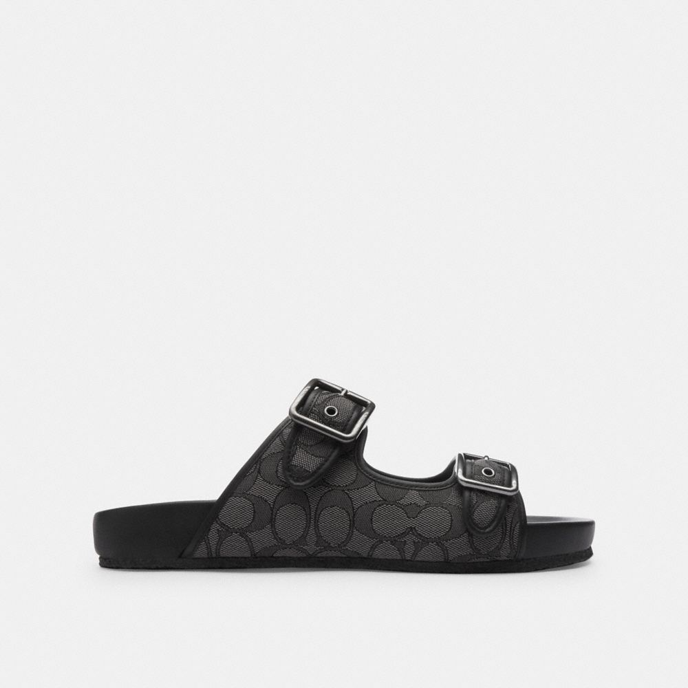 Coach Buckle Strap In Signature Jacquard Sandalen Heren Zwart | NL_CH53502