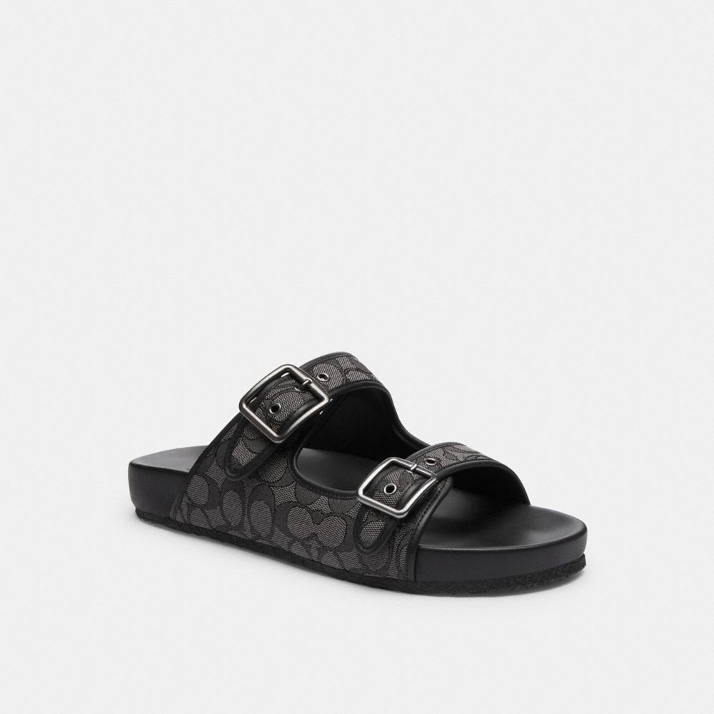 Coach Buckle Strap In Signature Jacquard Sandalen Heren Zwart | NL_CH53502