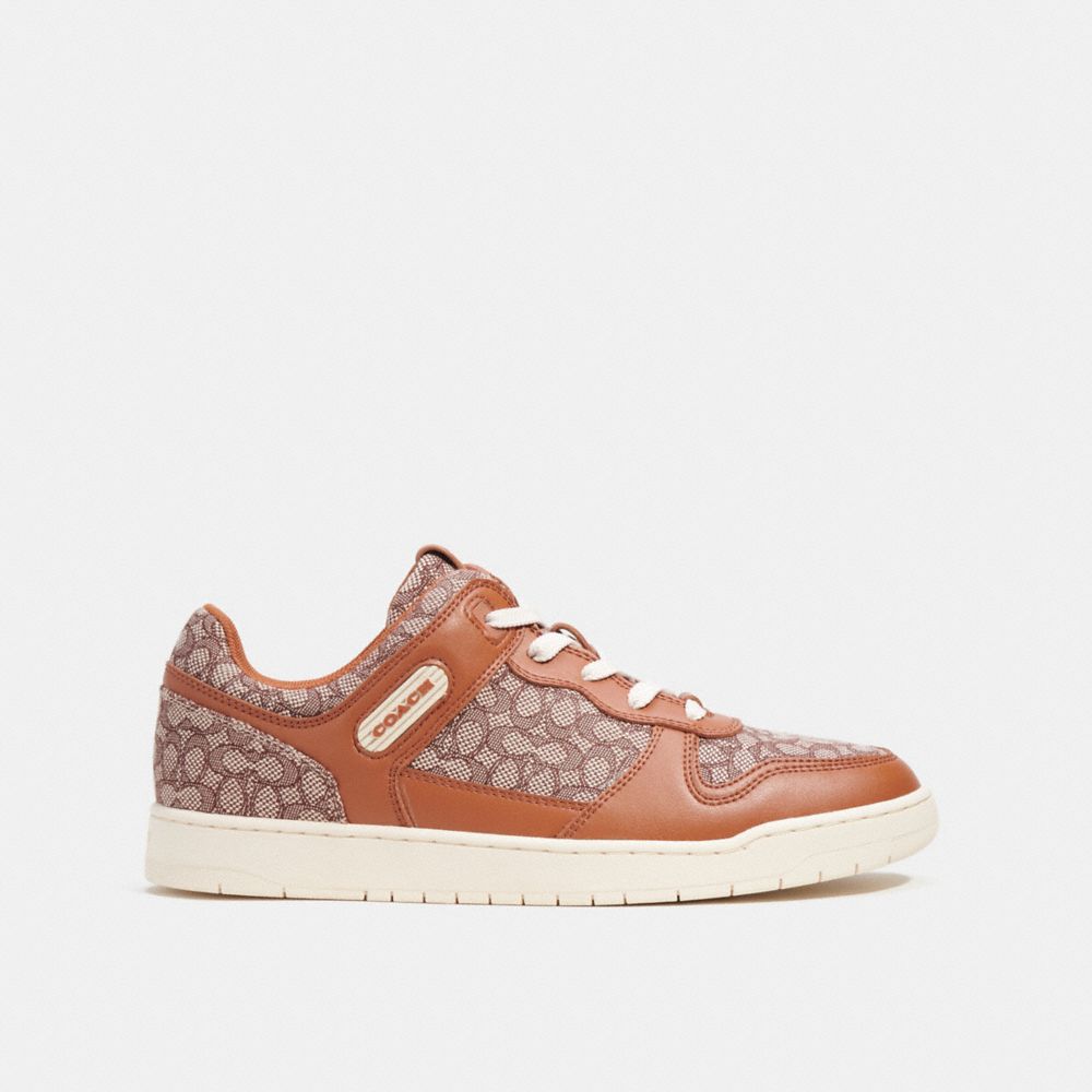 Coach C201 In Micro Signature Jacquard Burnished Amber Sneakers Heren Bruin | NL_CH29704