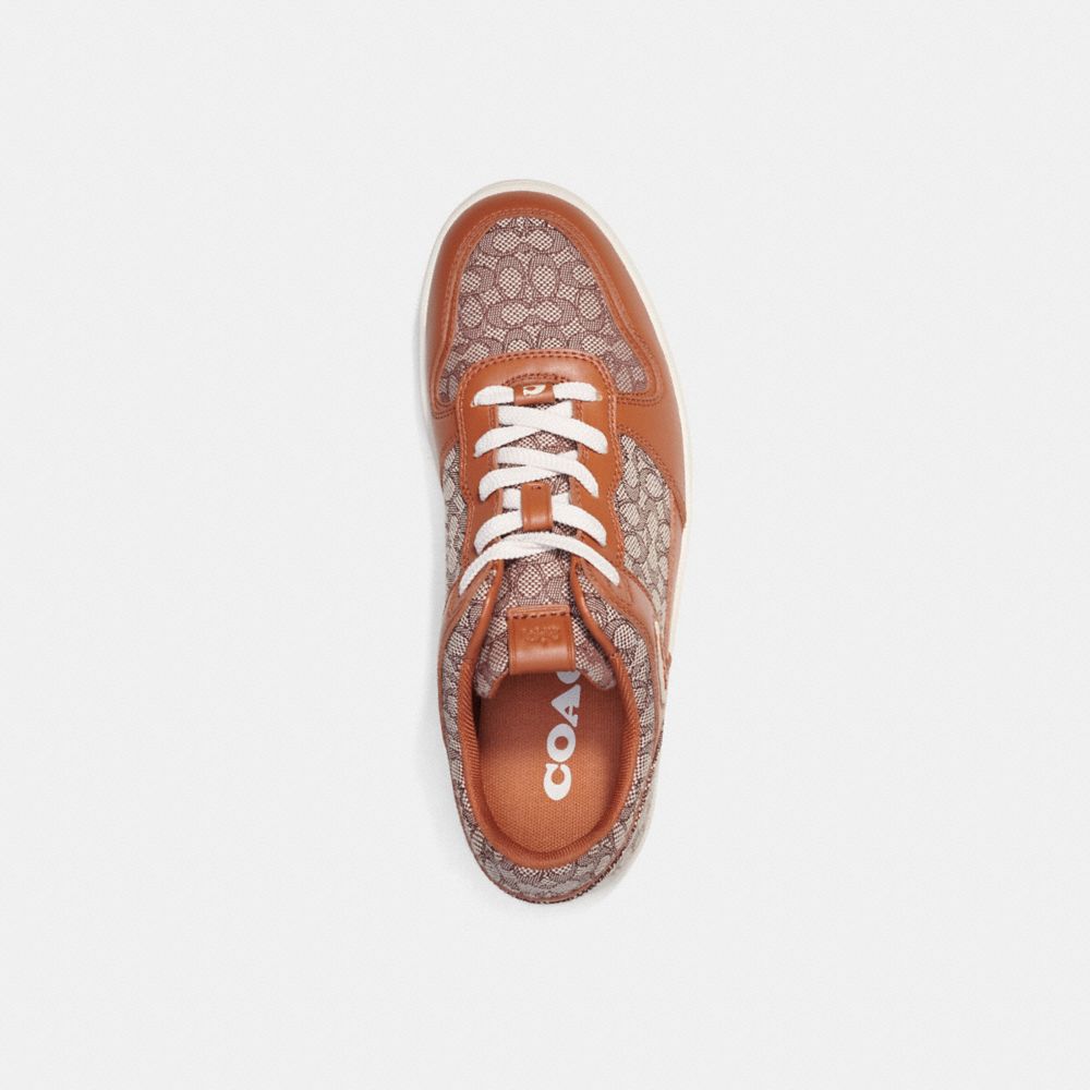 Coach C201 In Micro Signature Jacquard Burnished Amber Sneakers Heren Bruin | NL_CH29704