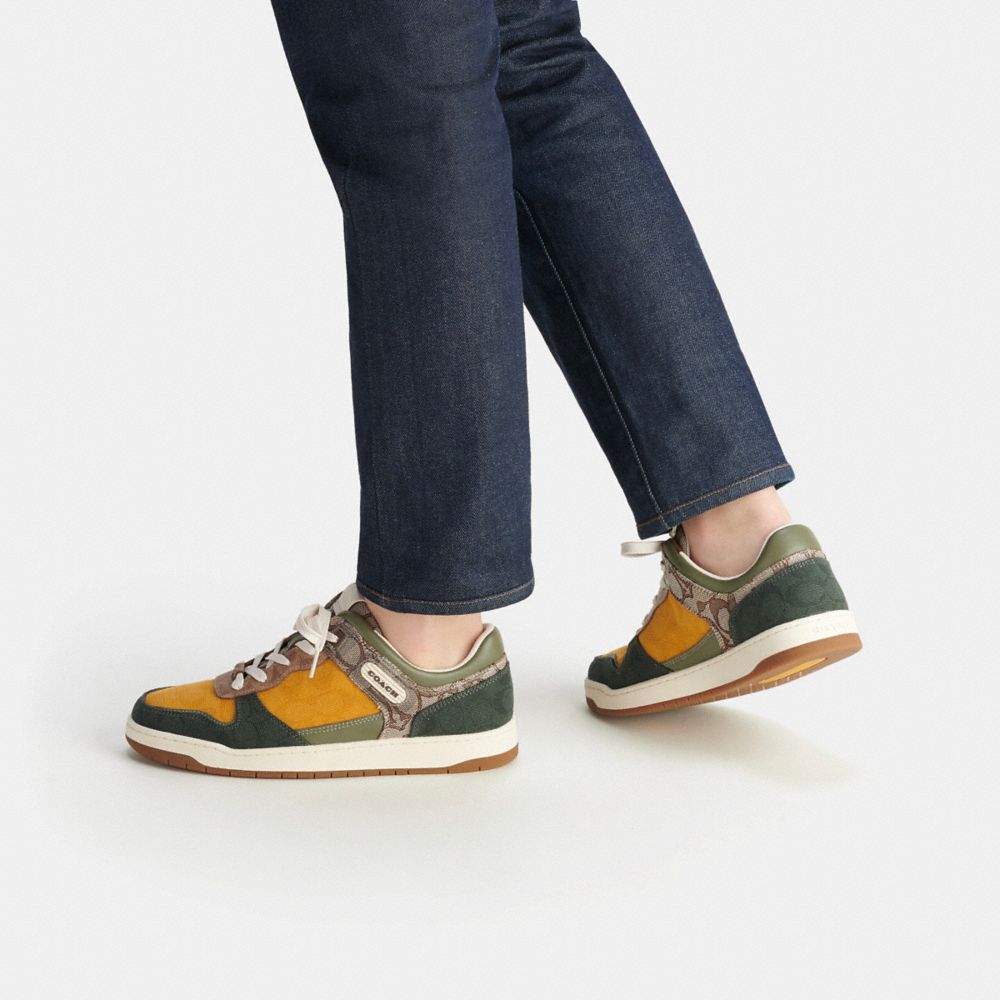 Coach C201 In Mixed Signature Fabric Oak Sneakers Heren Groen | NL_CH46923