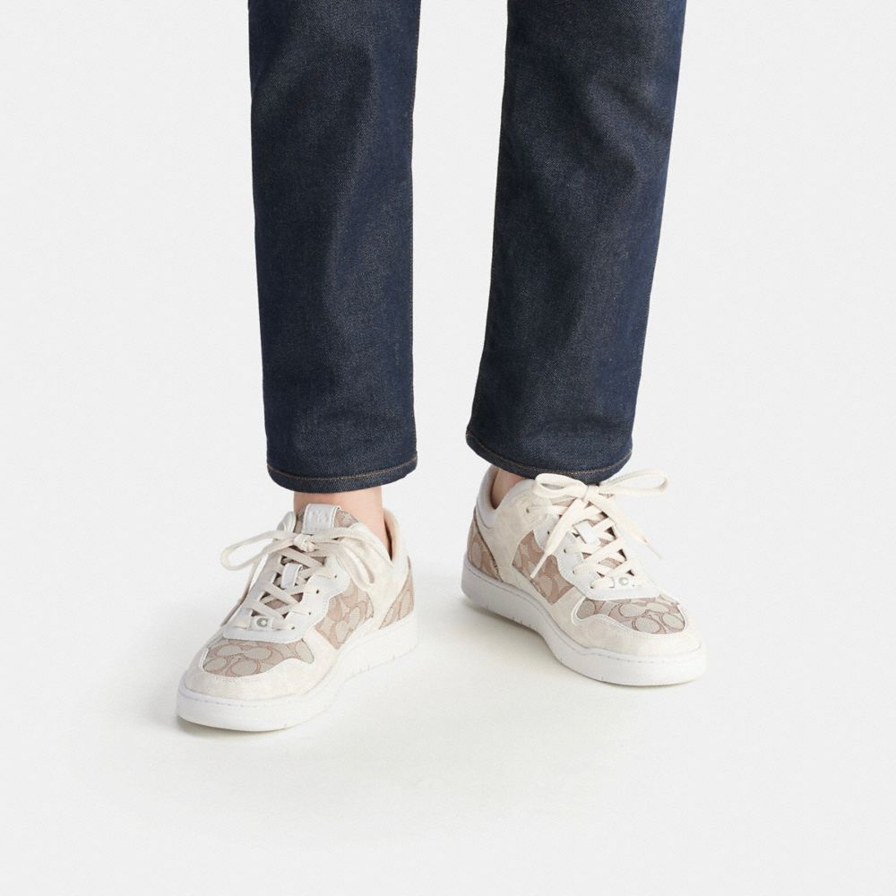 Coach C201 In Signature Jacquard Chalk Sneakers Heren Grijs | NL_CH48151