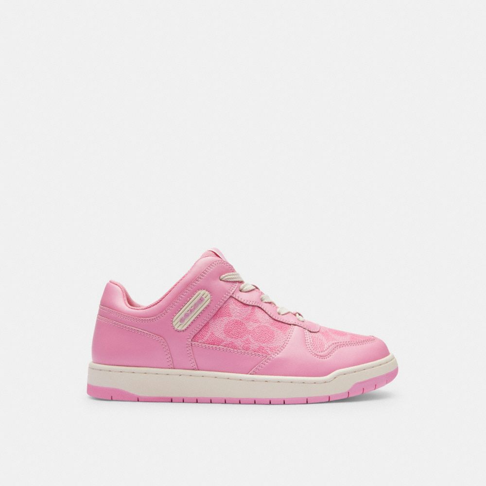 Coach C201 Low Top In Signature Canvas Vivid Sneakers Dames Roze | NL_CH18426