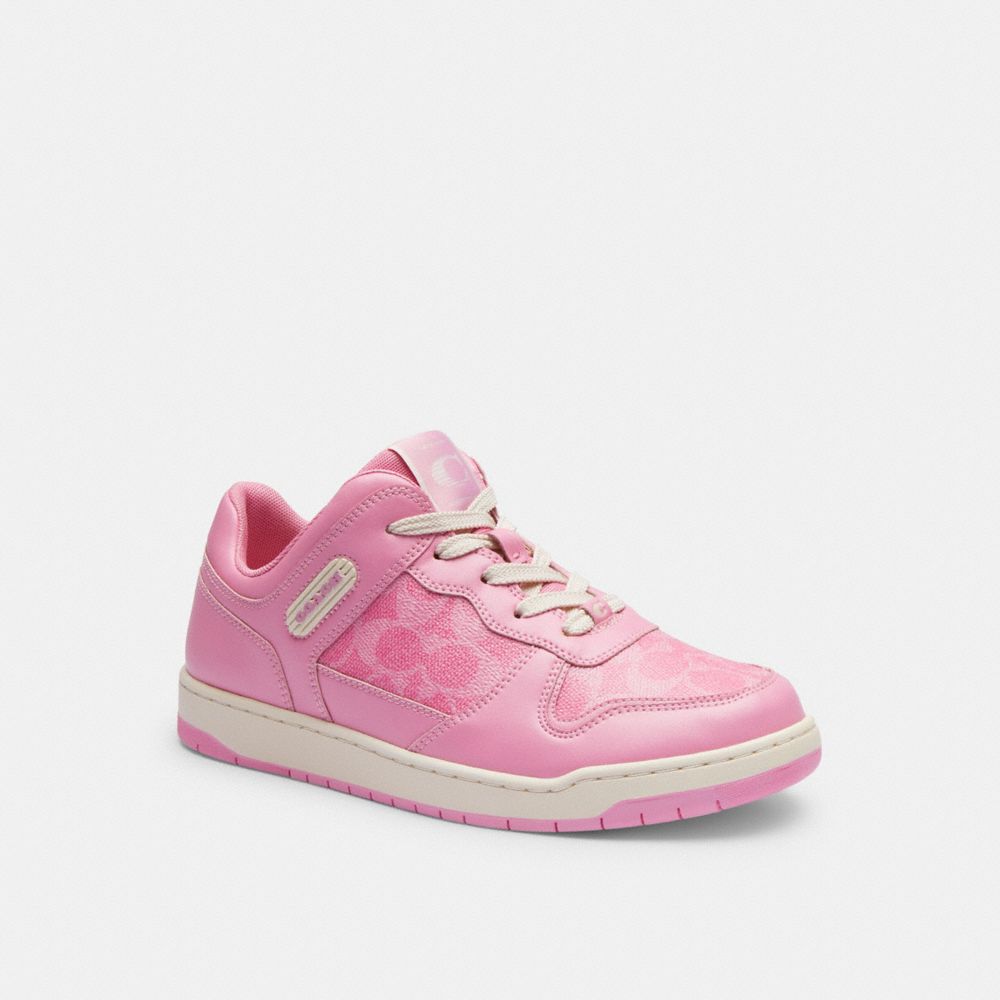 Coach C201 Low Top In Signature Canvas Vivid Sneakers Dames Roze | NL_CH18426