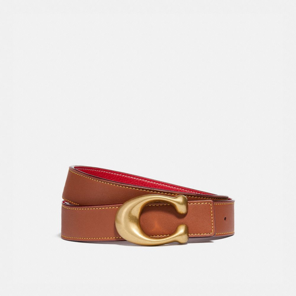 Coach C Hardware Reversible Belt 32 Mm Brass Riemen Dames Rood | NL_CH97693