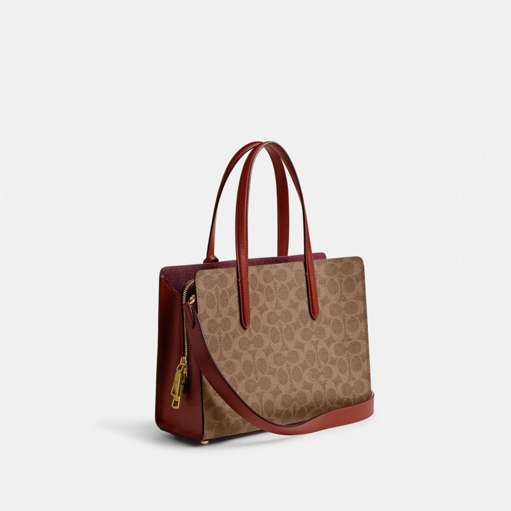 Coach Carter 28 In Signature Handtas Dames Bruin Rood | NL_CH72868