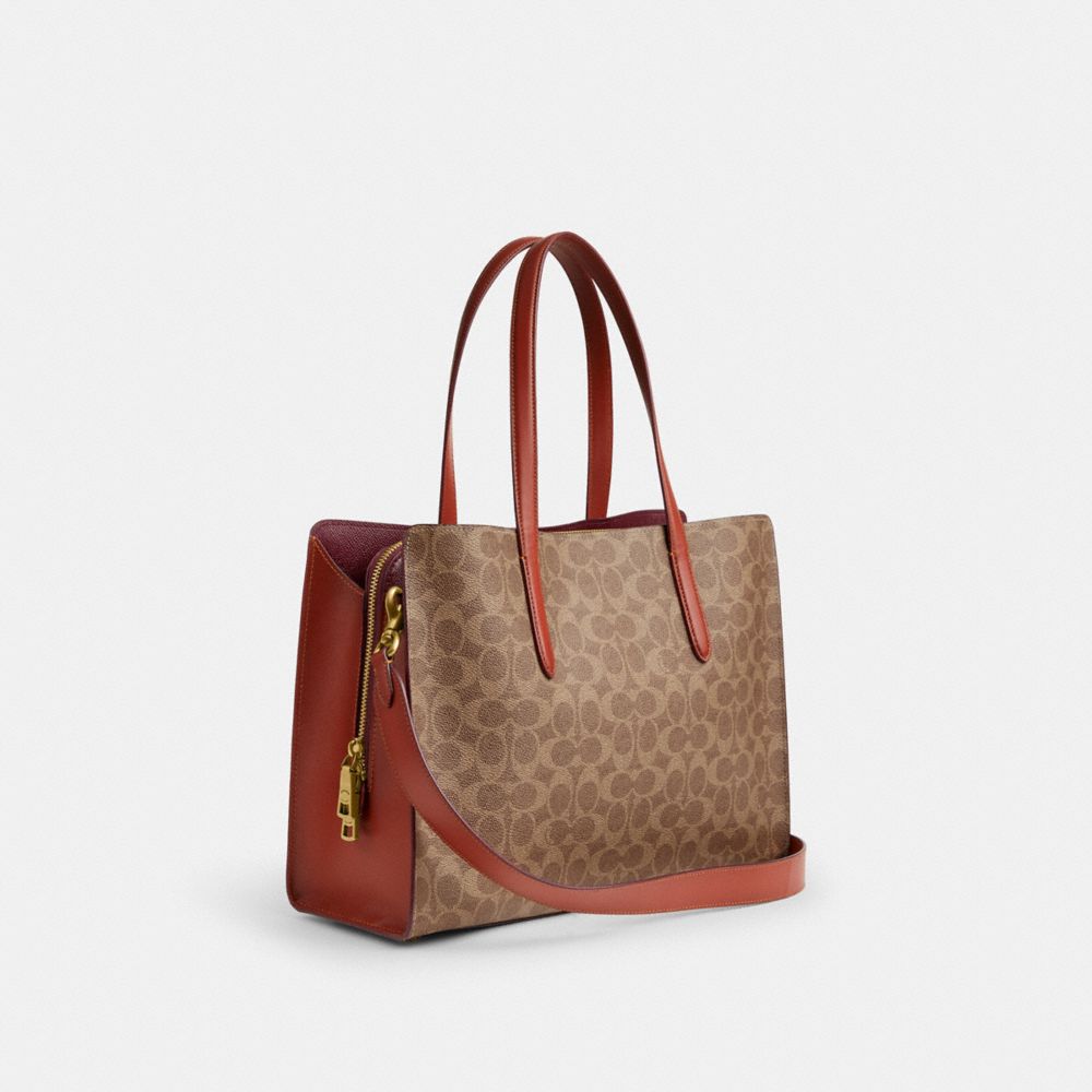 Coach Carter In Signature Handtas Dames Bruin Rood | NL_CH70361