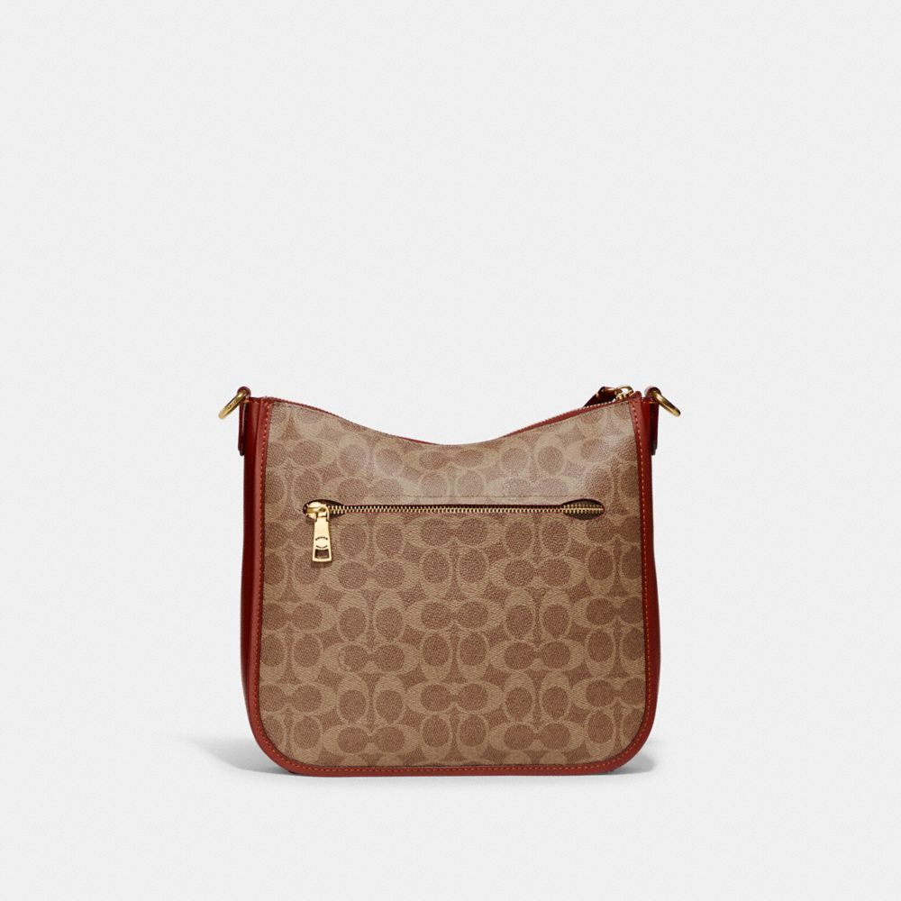 Coach Chaise In Signature Canvas Brass Crossbodytassen Dames Bruin Rood | NL_CH77138