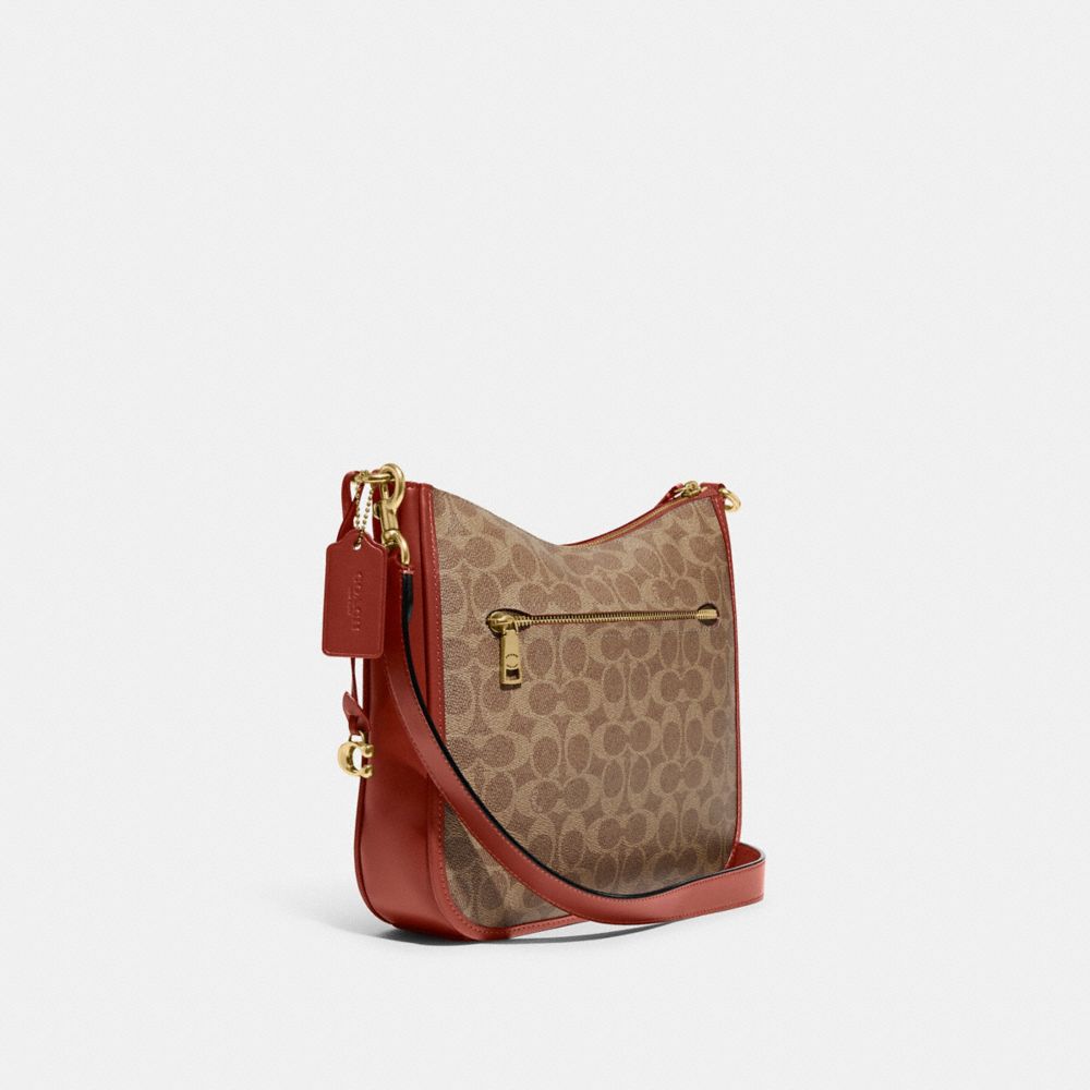 Coach Chaise In Signature Canvas Brass Crossbodytassen Dames Bruin Rood | NL_CH77138