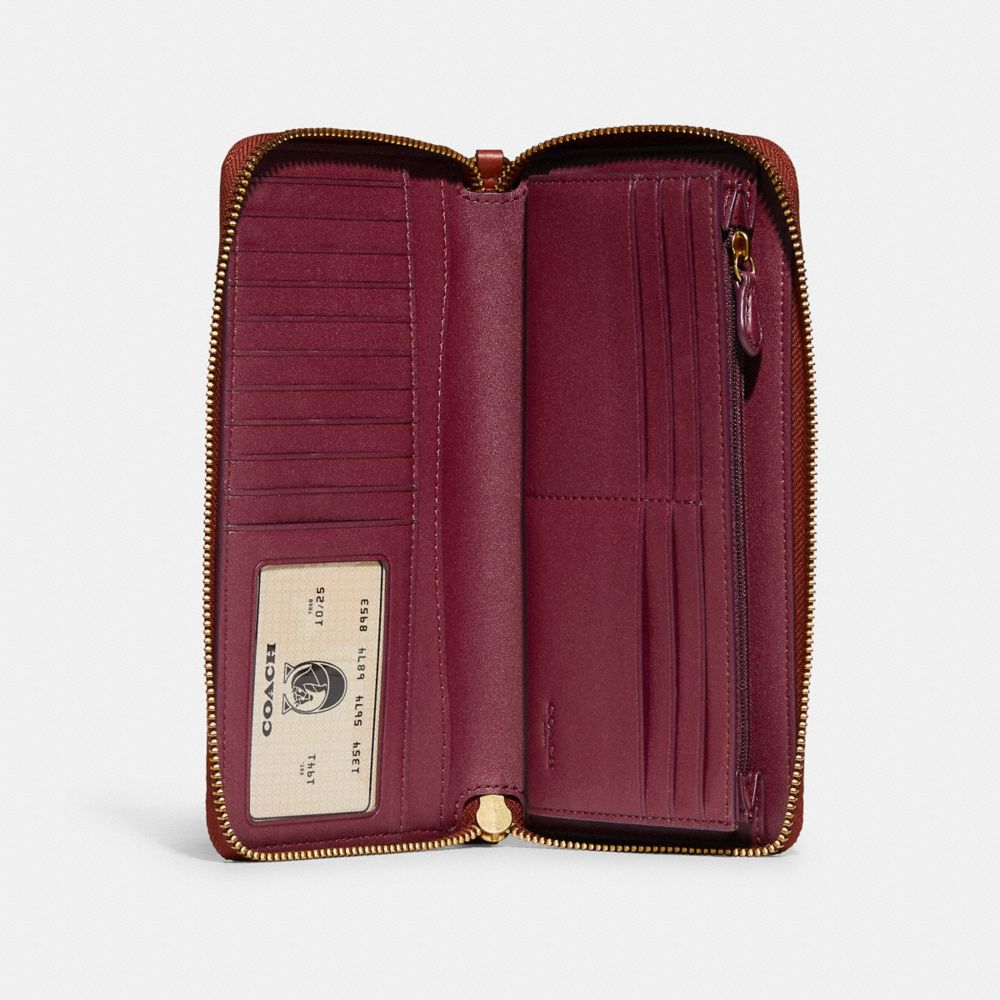 Coach Continental In Signature Grote Portefeuille Dames Bruin Rood | NL_CH53736