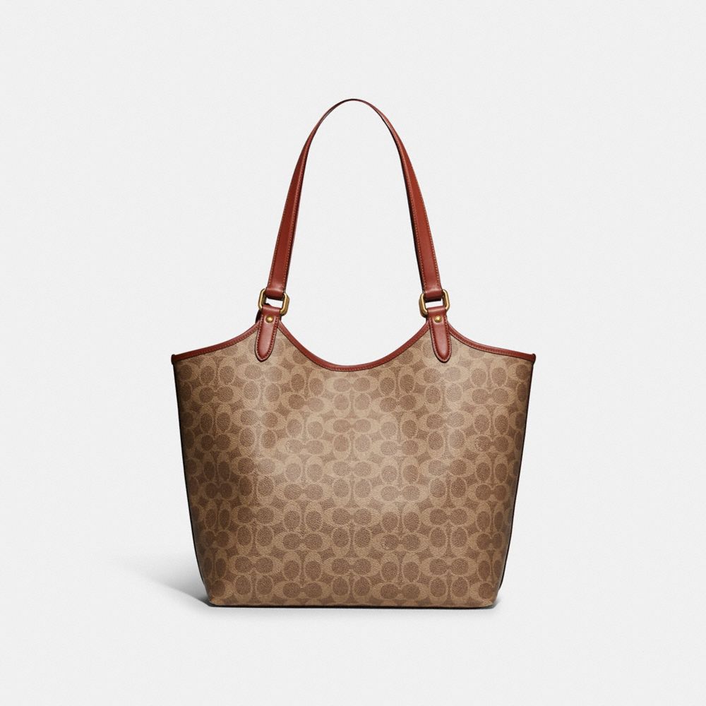 Coach Day In Signature Canvas Brass Tote Dames Bruin | NL_CH28105