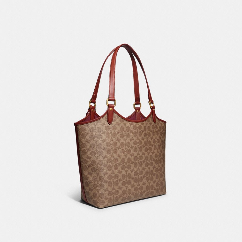 Coach Day In Signature Canvas Brass Tote Dames Bruin | NL_CH28105