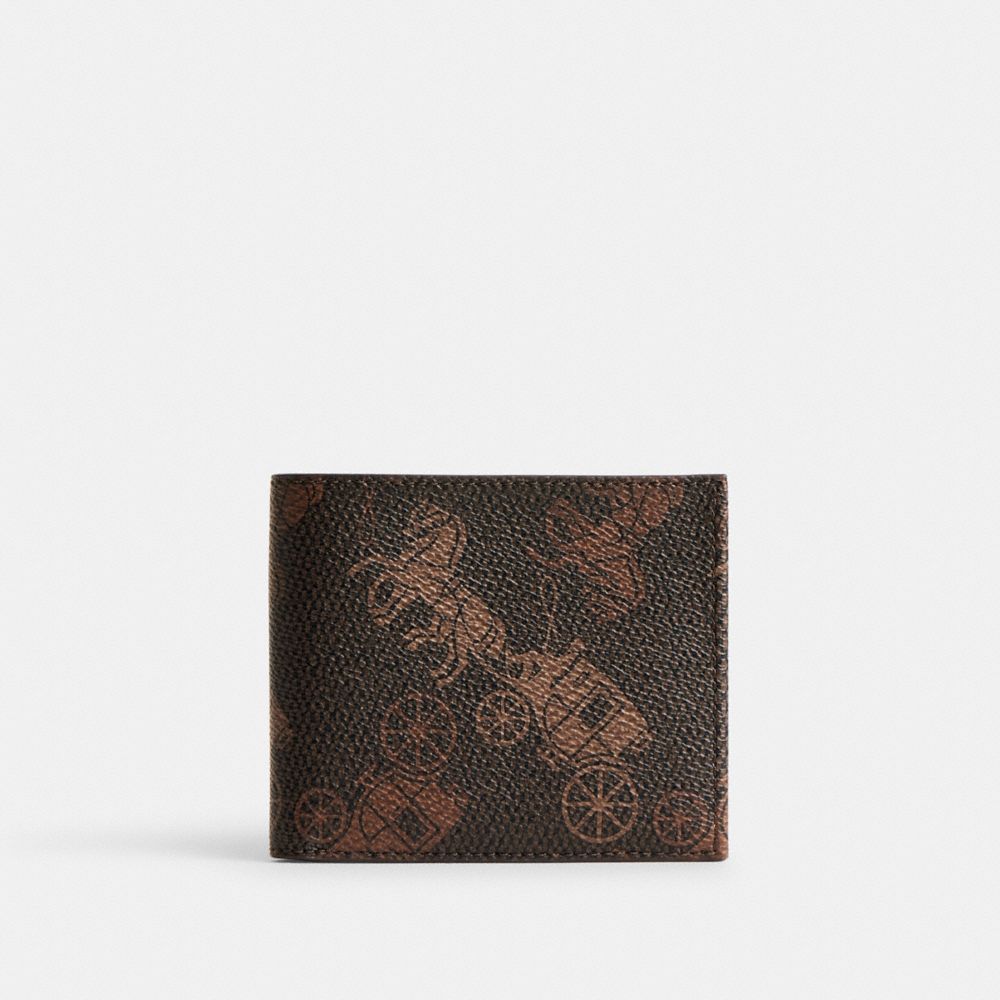 Coach Double Billfold Wallet With Large Horse And Carriage Print Truffle Billfolds Heren Gekleurd | NL_CH12853