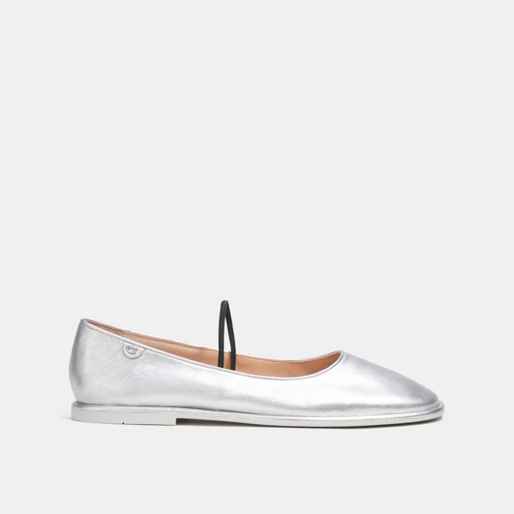 Coach Emilia Mary Jane In Metallic Leather Loafers Dames Zilver | NL_CH53712