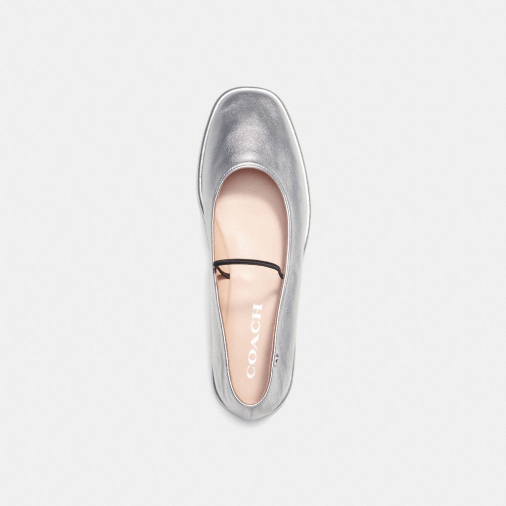 Coach Emilia Mary Jane In Metallic Leather Loafers Dames Zilver | NL_CH53712