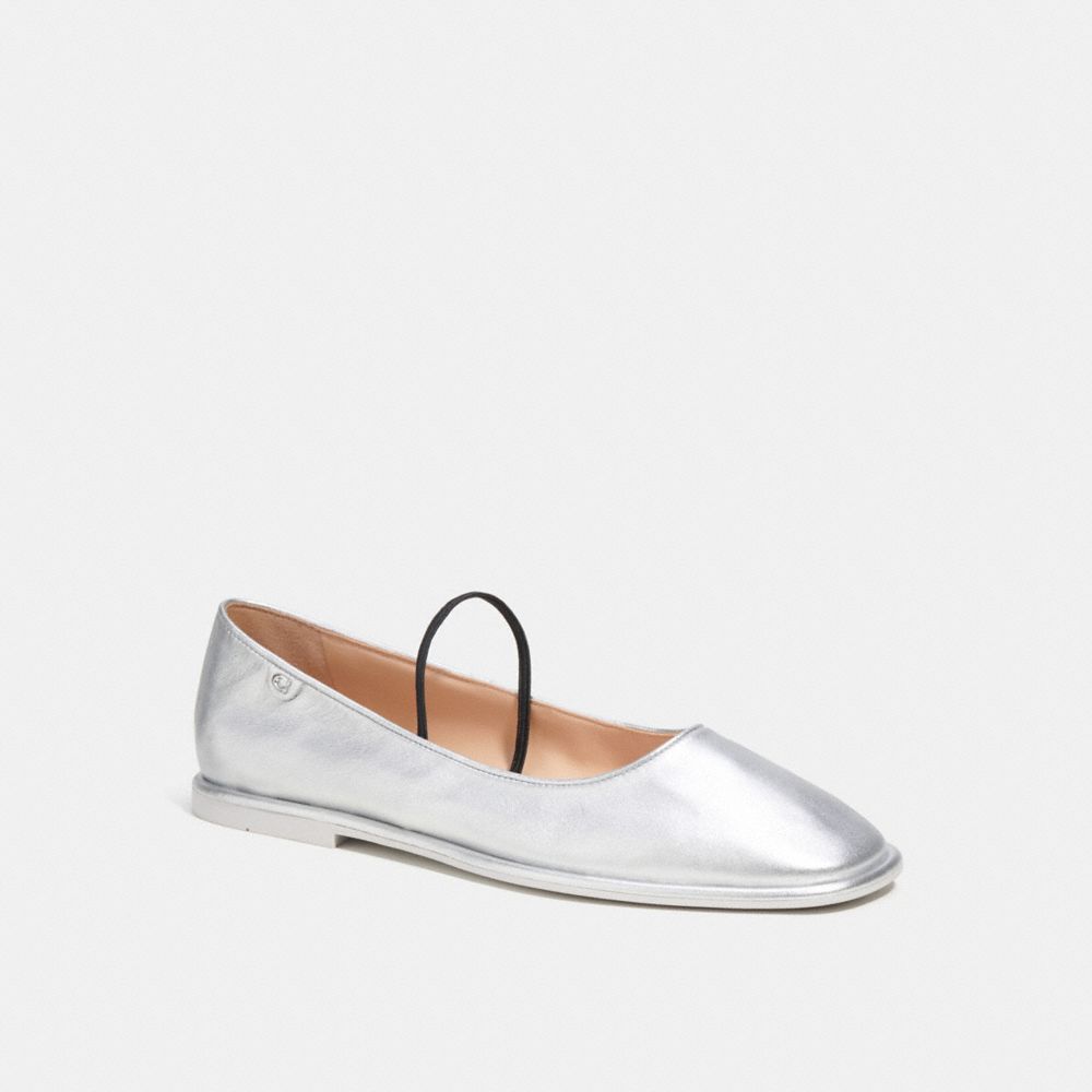 Coach Emilia Mary Jane In Metallic Leather Loafers Dames Zilver | NL_CH53712