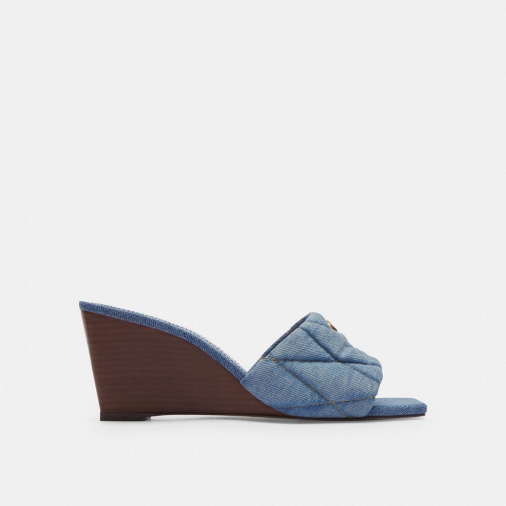 Coach Emma Wedge With Quilting Indigo Denim Sandalen Dames Indigo Blauw | NL_CH14576