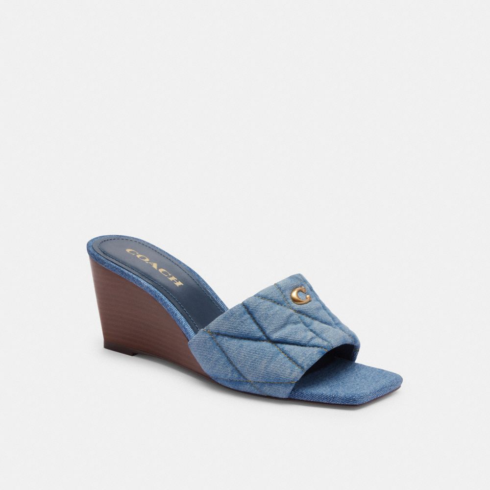 Coach Emma Wedge With Quilting Indigo Denim Sandalen Dames Indigo Blauw | NL_CH14576