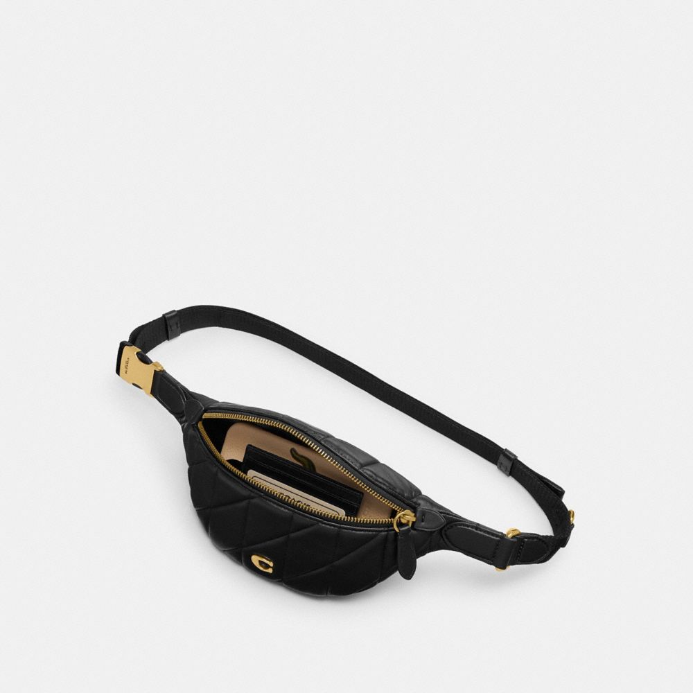 Coach Essential Belt With Pillow Quilting Brass Heuptas Dames Zwart | NL_CH95556